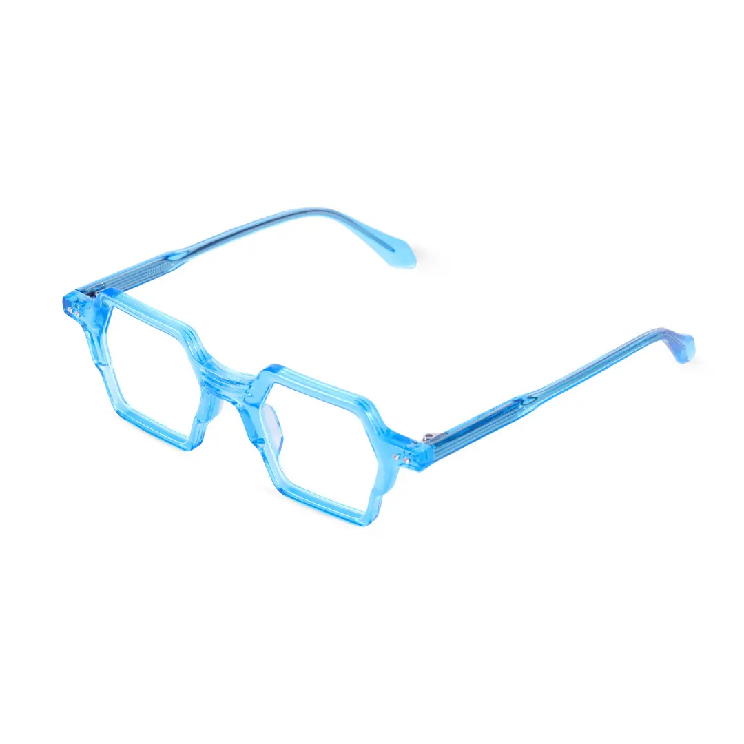 Angle view of Dagny fashion geometric acetate eyeglasses GA0132302 in blue