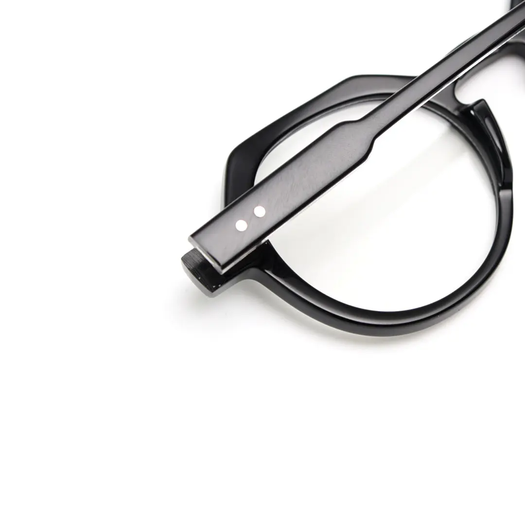 Frame detail view of Gary vintage geometric acetate eyeglasses GA0152209 in black