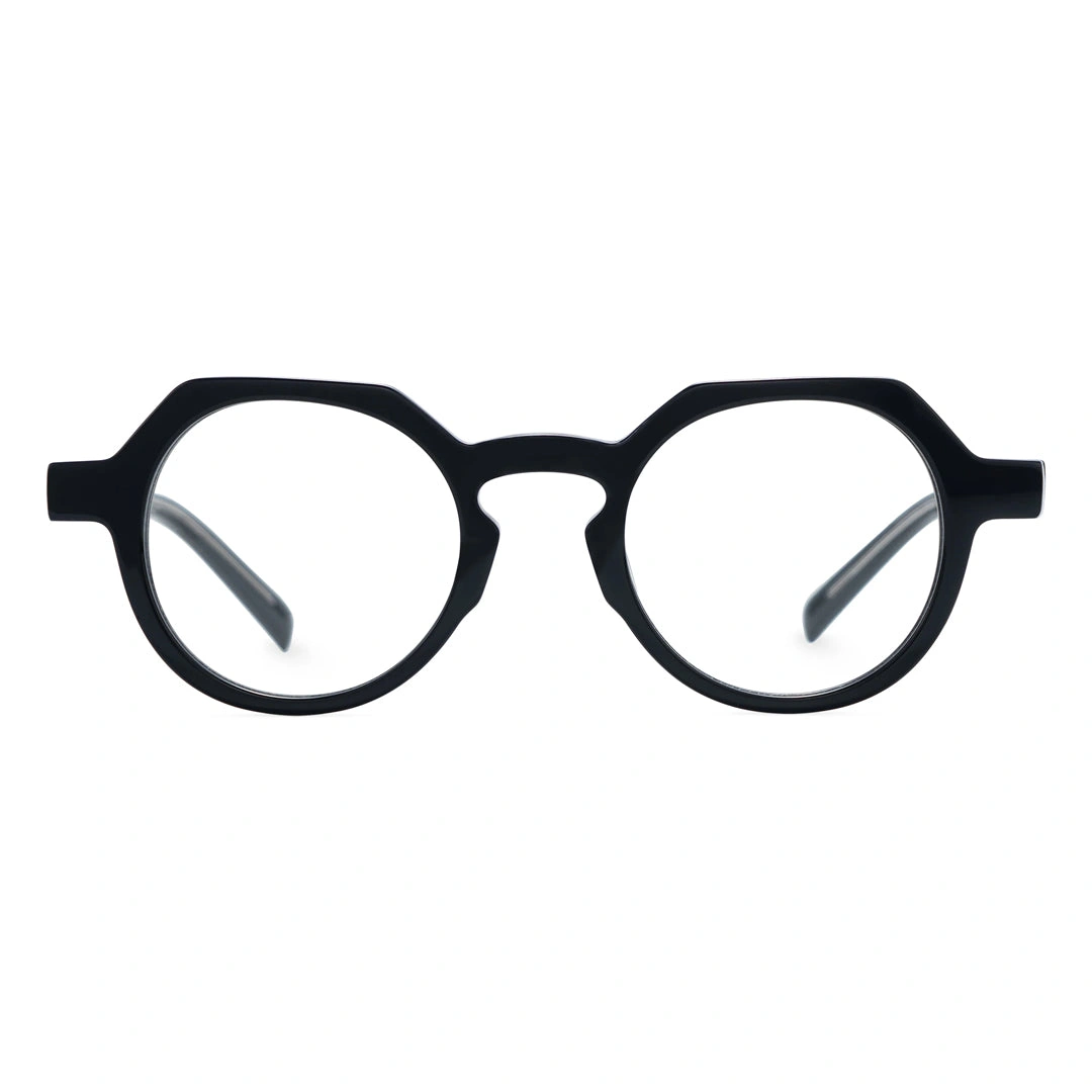 Front view of Gary vintage geometric acetate eyeglasses GA0152209 in black