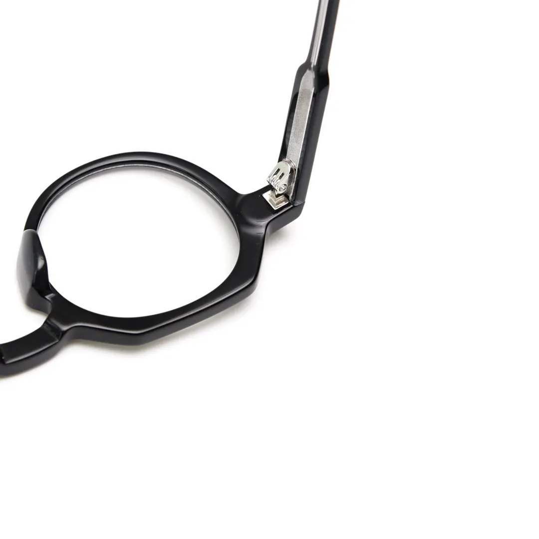 Hinge detail of Gary vintage geometric acetate eyeglasses GA0152209 in black