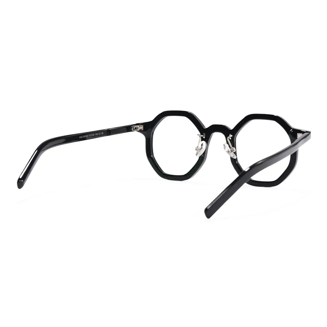Back view of Gita vintage geometric acetate eyeglasses in black. SPU: GA0162302