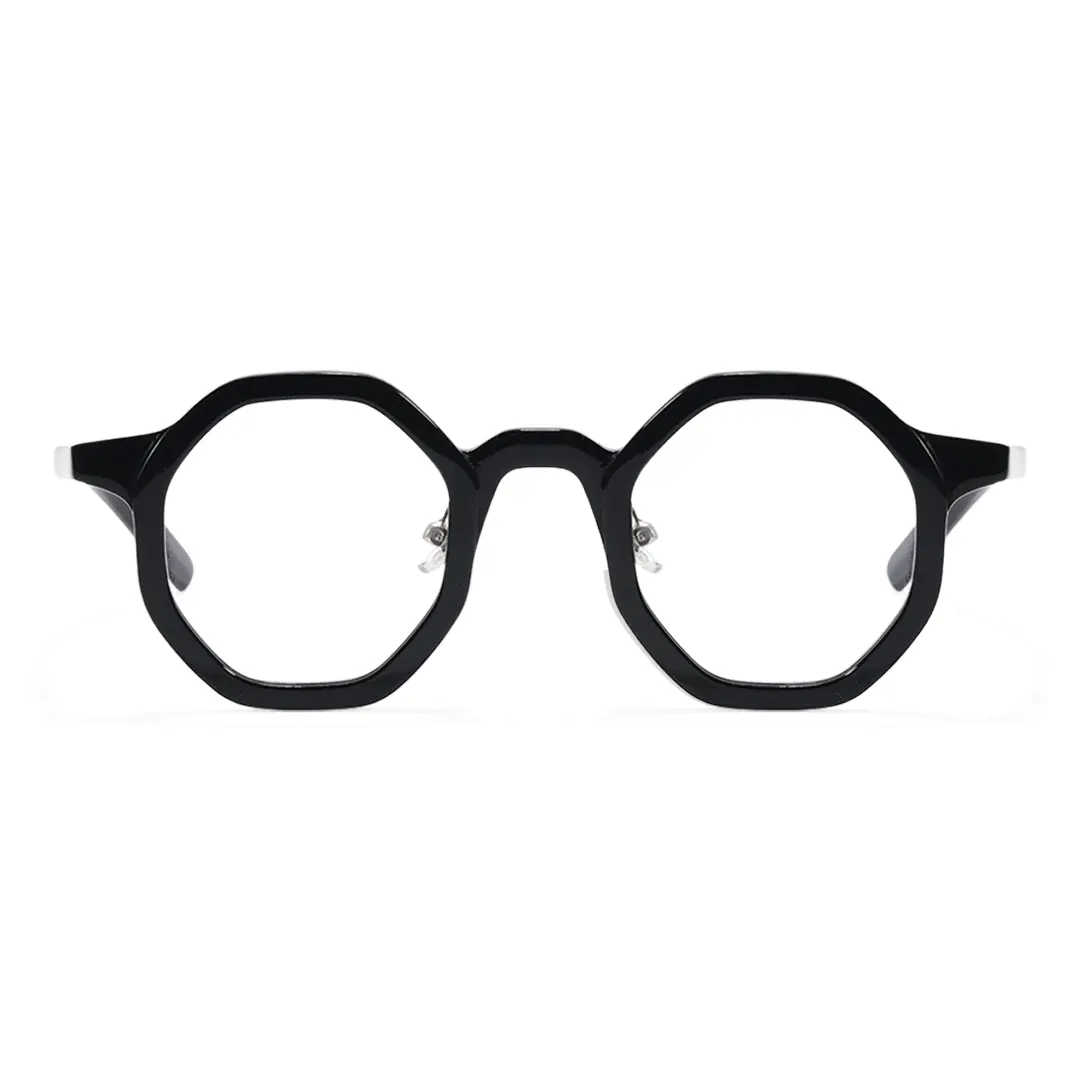 Front view of Gita vintage geometric acetate eyeglasses GA0162302 in black