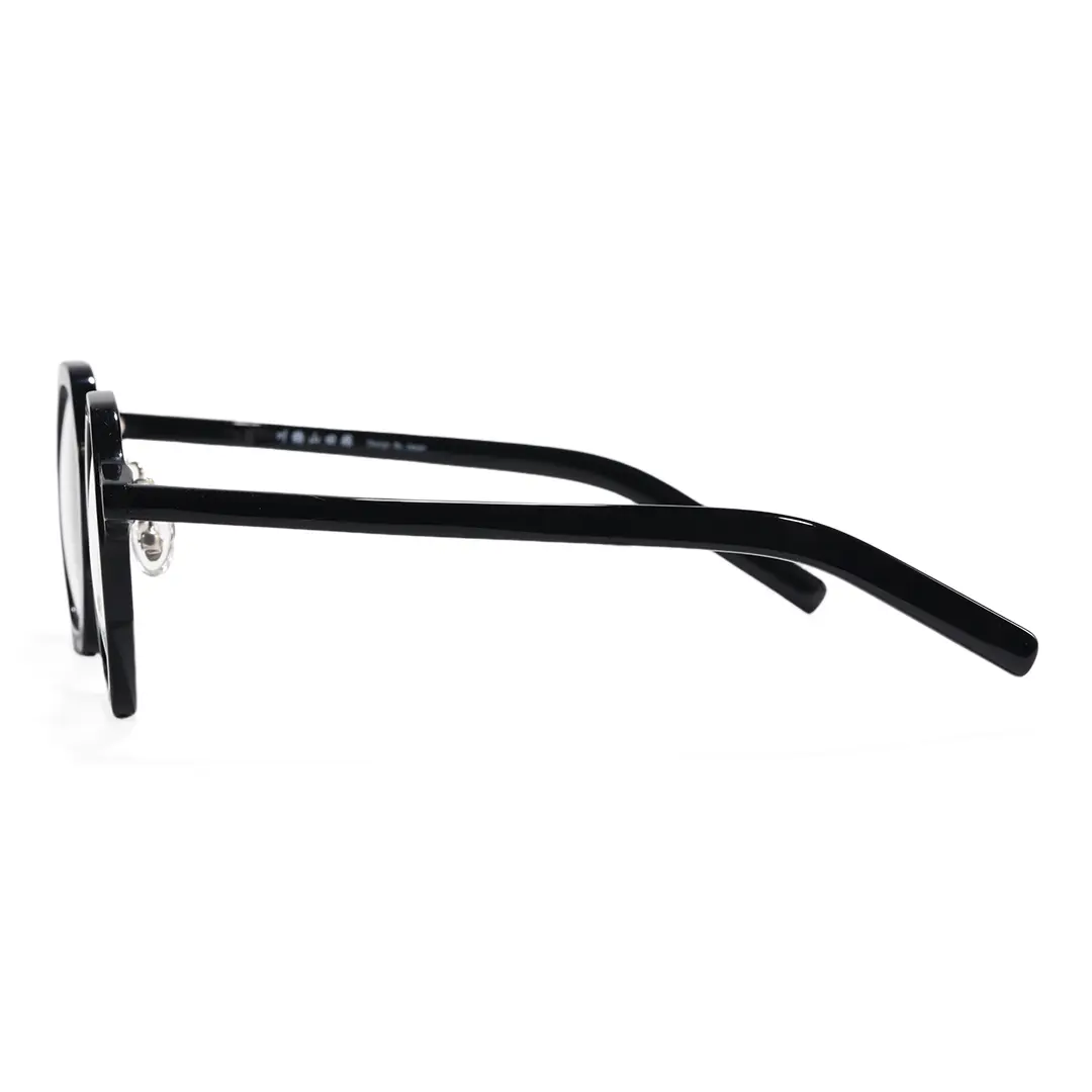 Side view of Gita vintage geometric acetate eyeglasses in black. SPU: GA0162302