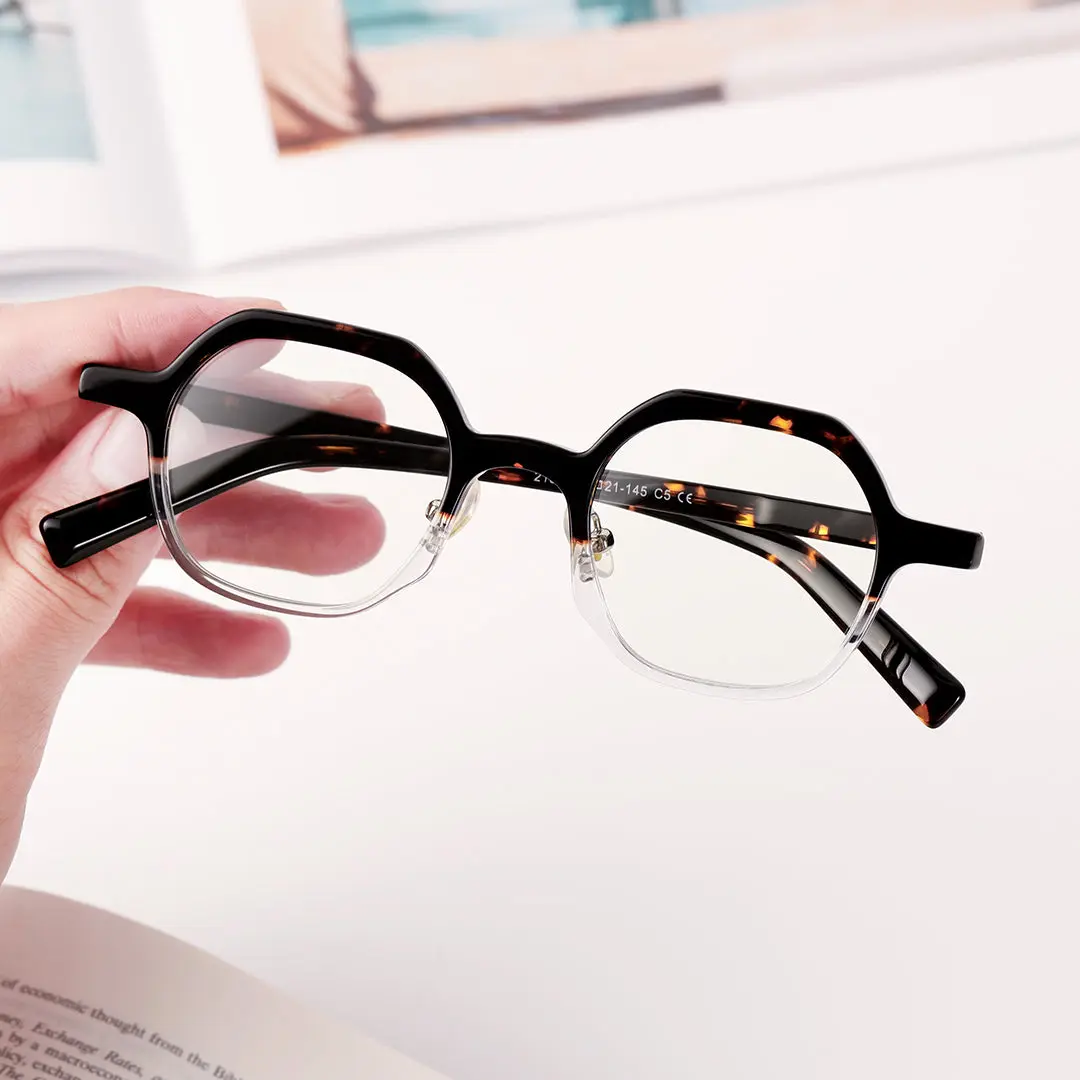 Set view of Strader vintage geometric acetate eyeglasses GA0182209 in tortoise
