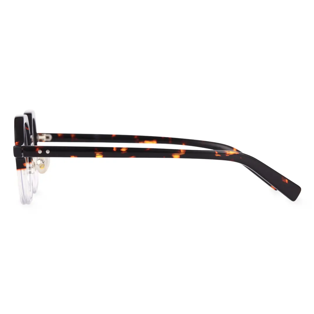 Side view of Strader vintage geometric acetate eyeglasses GA0182209 in tortoise