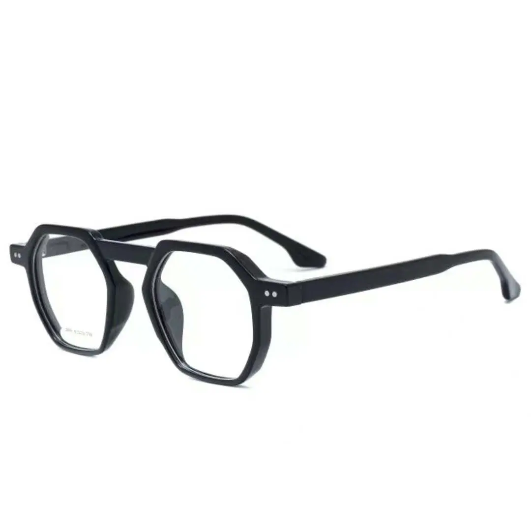 Angle view of Dreama vintage geometric acetate eyeglasses GA0202403 in black