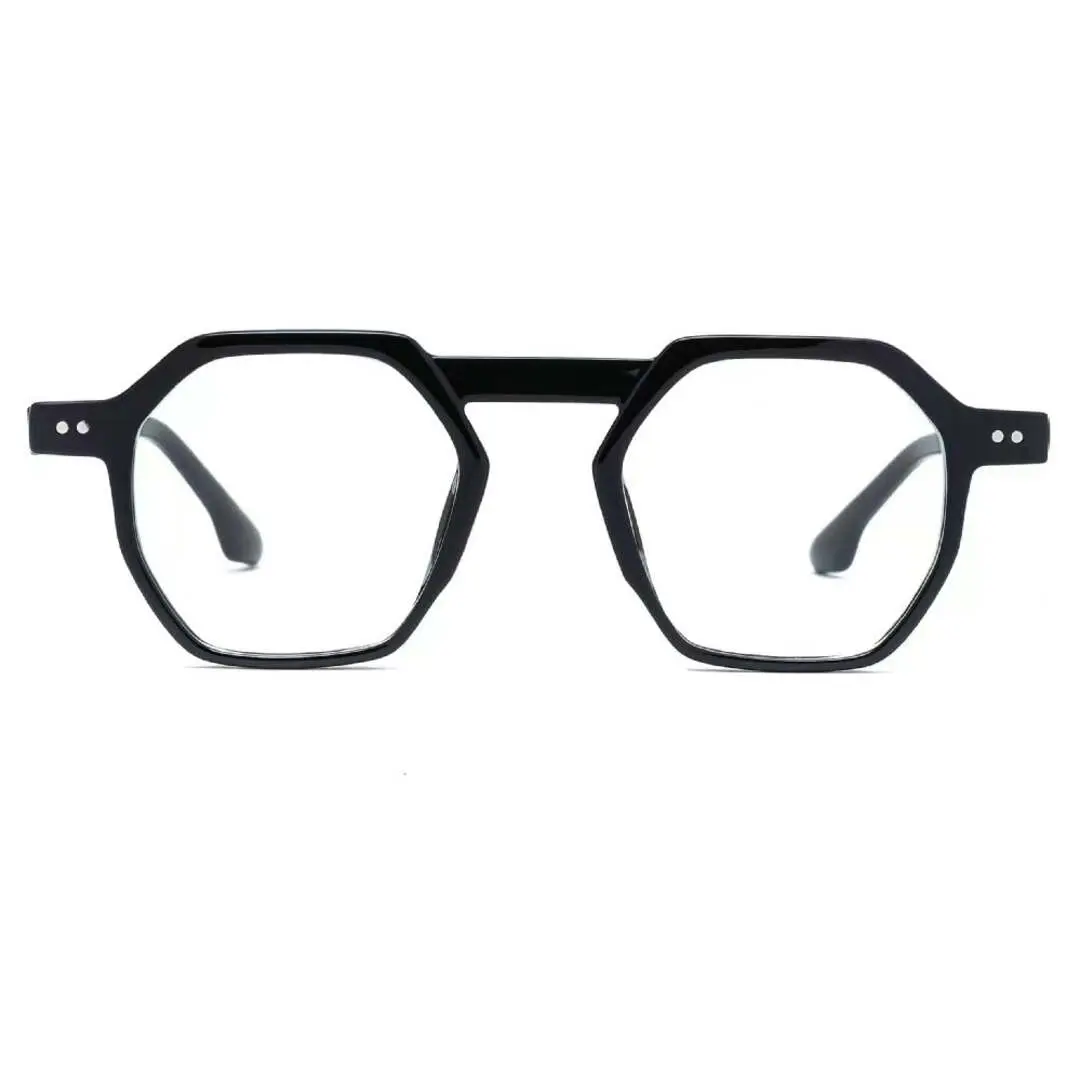Front view of Dreama vintage geometric acetate eyeglasses GA0202403 in black