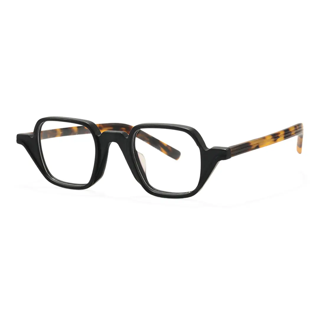 Angle view of Feronia geometric acetate eyeglasses GA0242306 in black