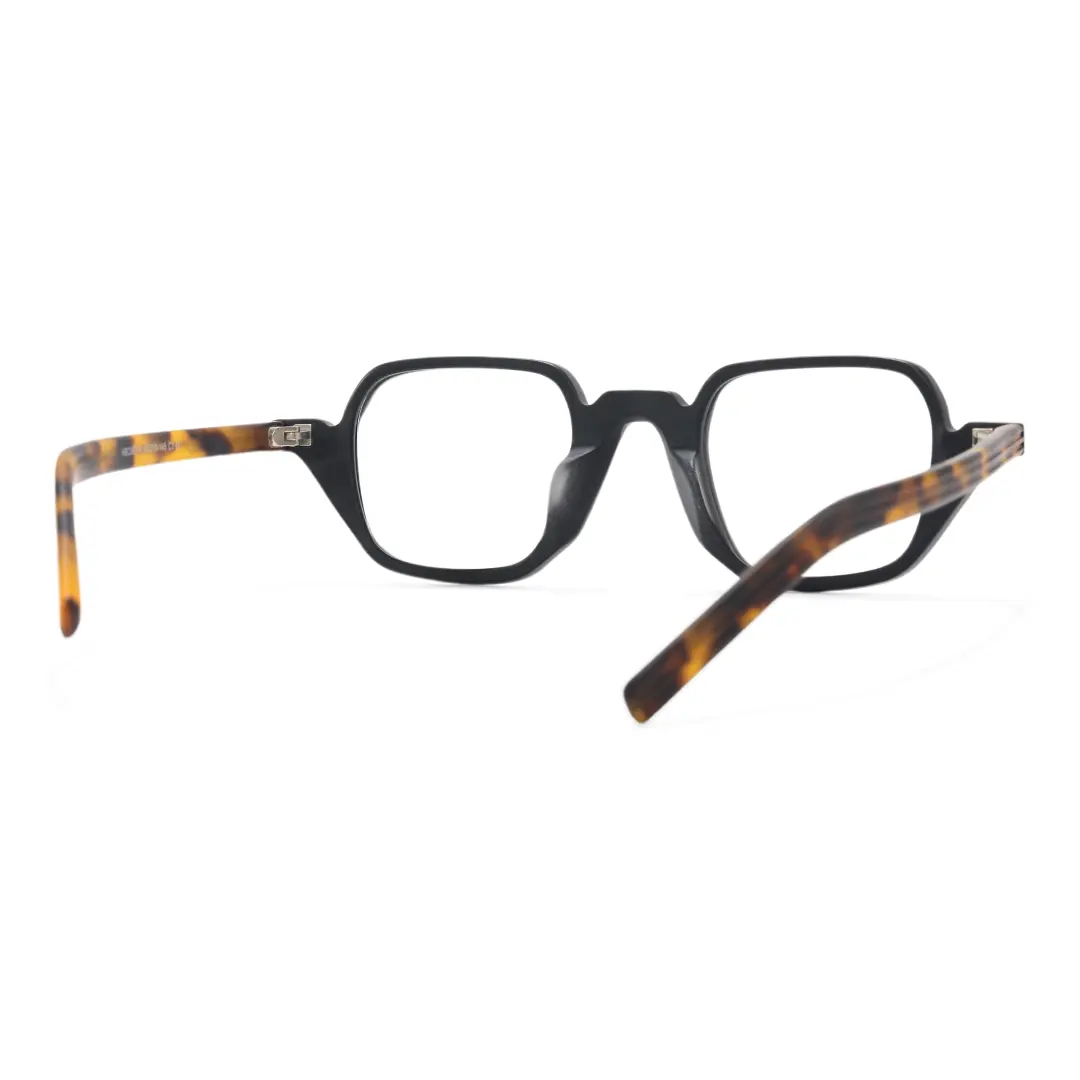 Back view of Feronia geometric acetate eyeglasses GA0242306 in black
