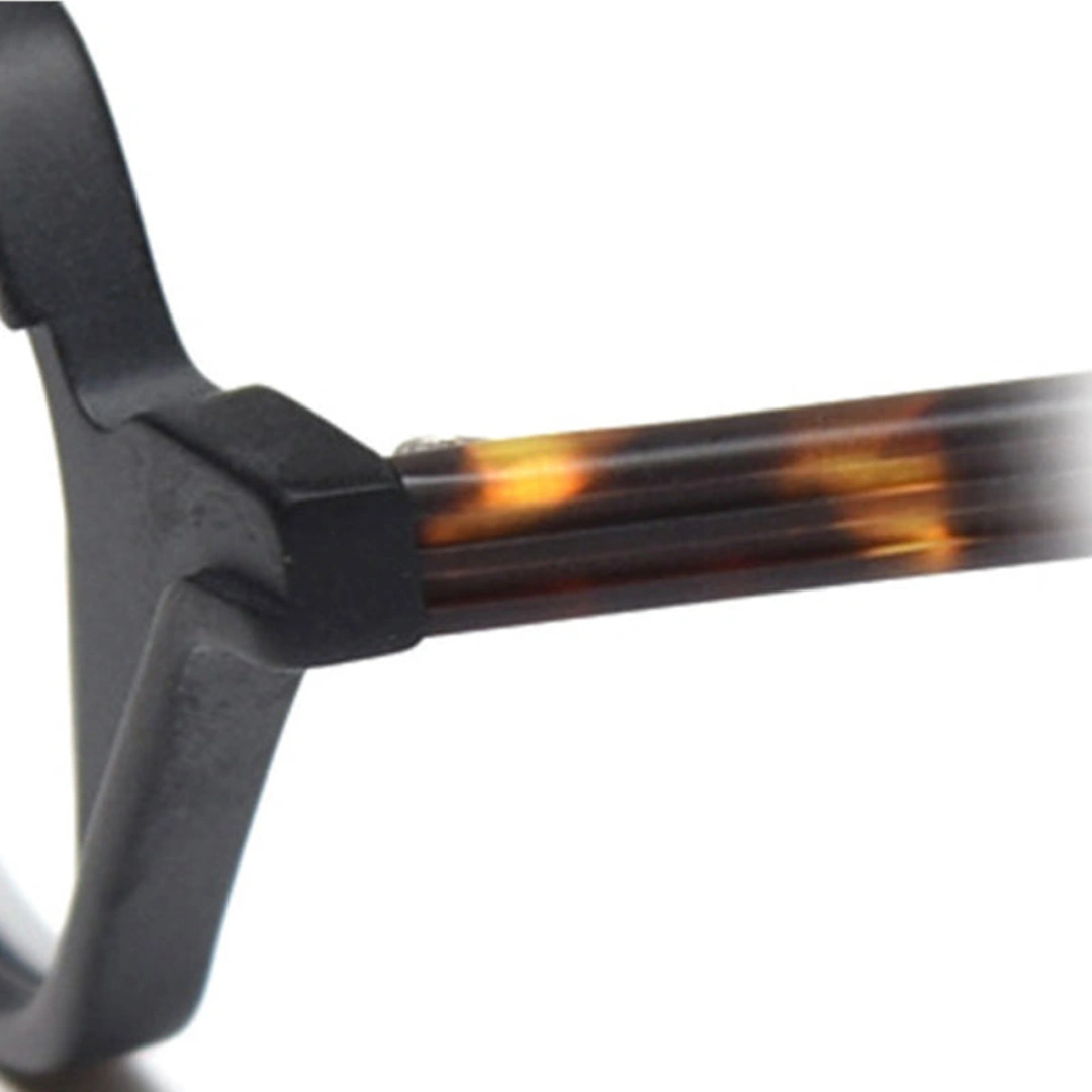 End piece detail of Feronia geometric acetate eyeglasses GA0242306 in black