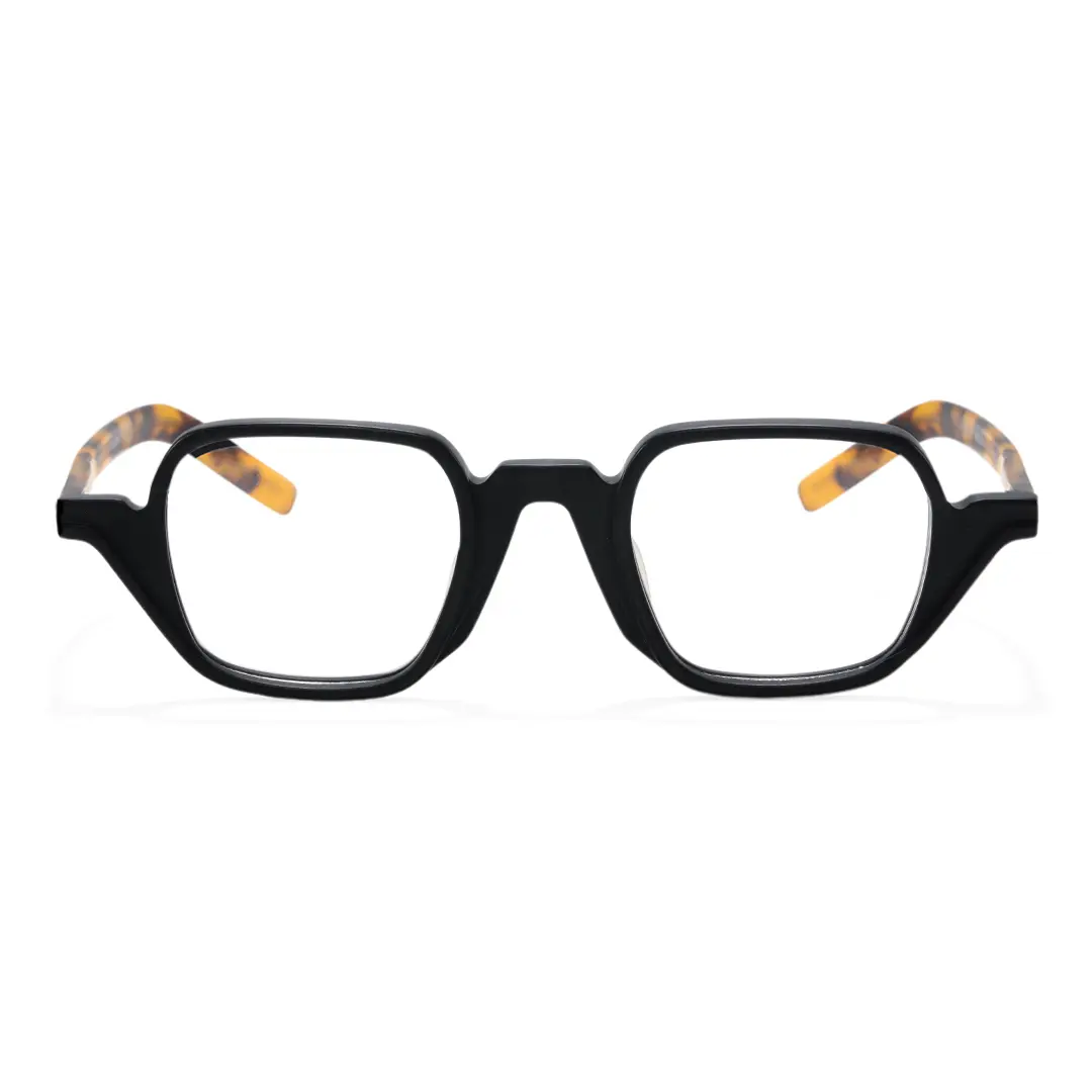 Front view of Feronia geometric acetate eyeglasses GA0242306 in black