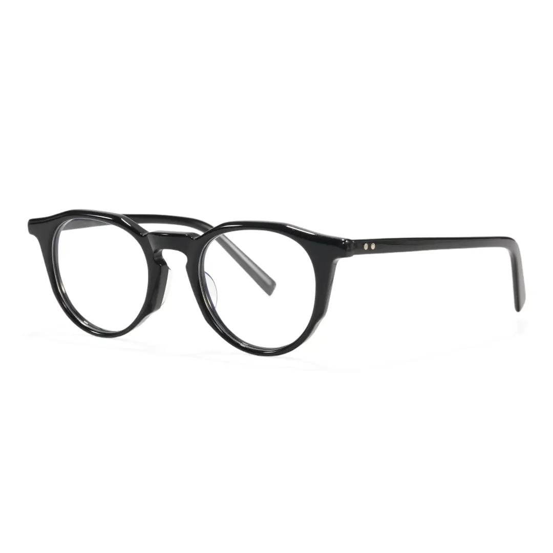 Angle view of Lawr geometric acetate eyeglasses GA0262403 in black