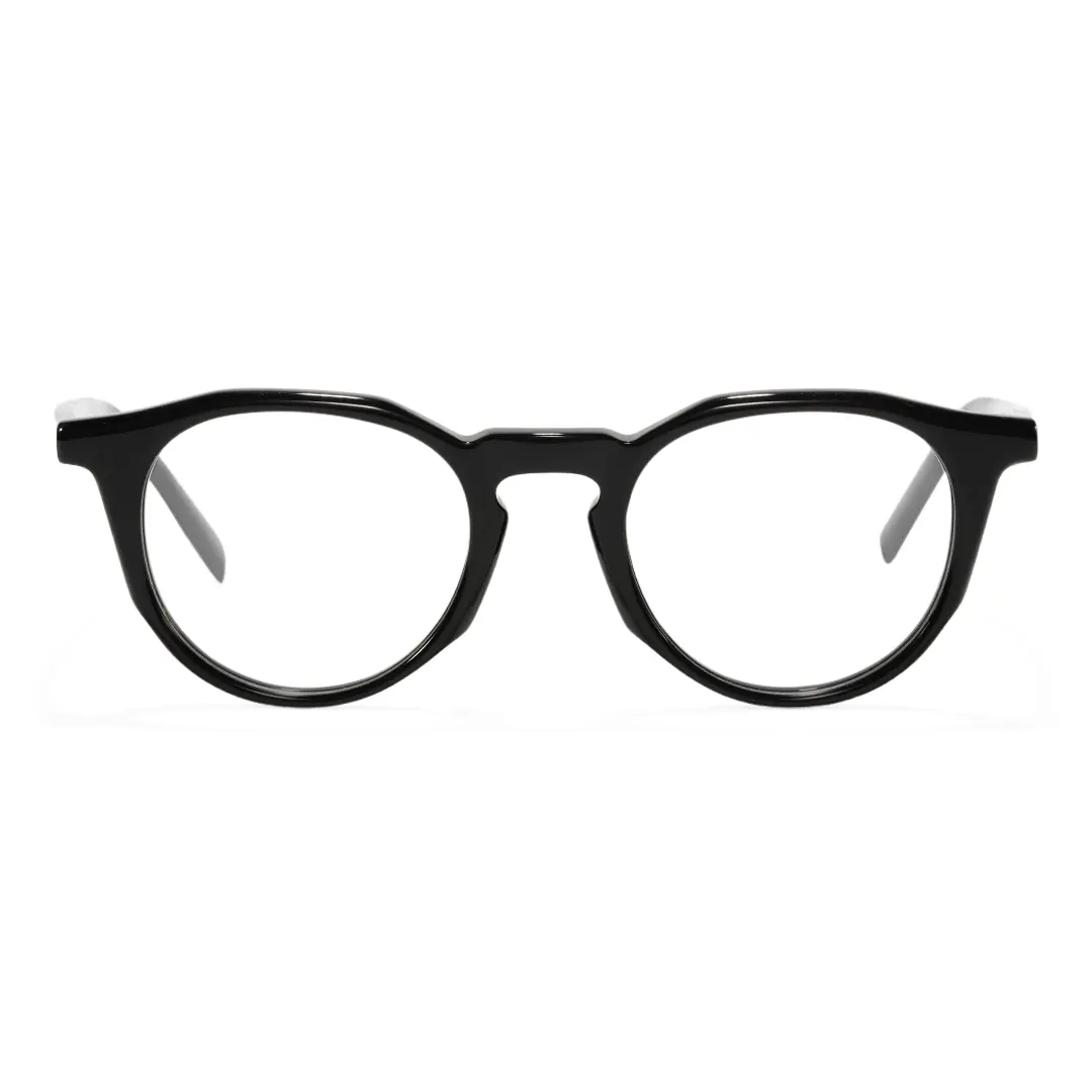 Front view of Lawr vintage geometric acetate eyeglasses GA0262403 in black