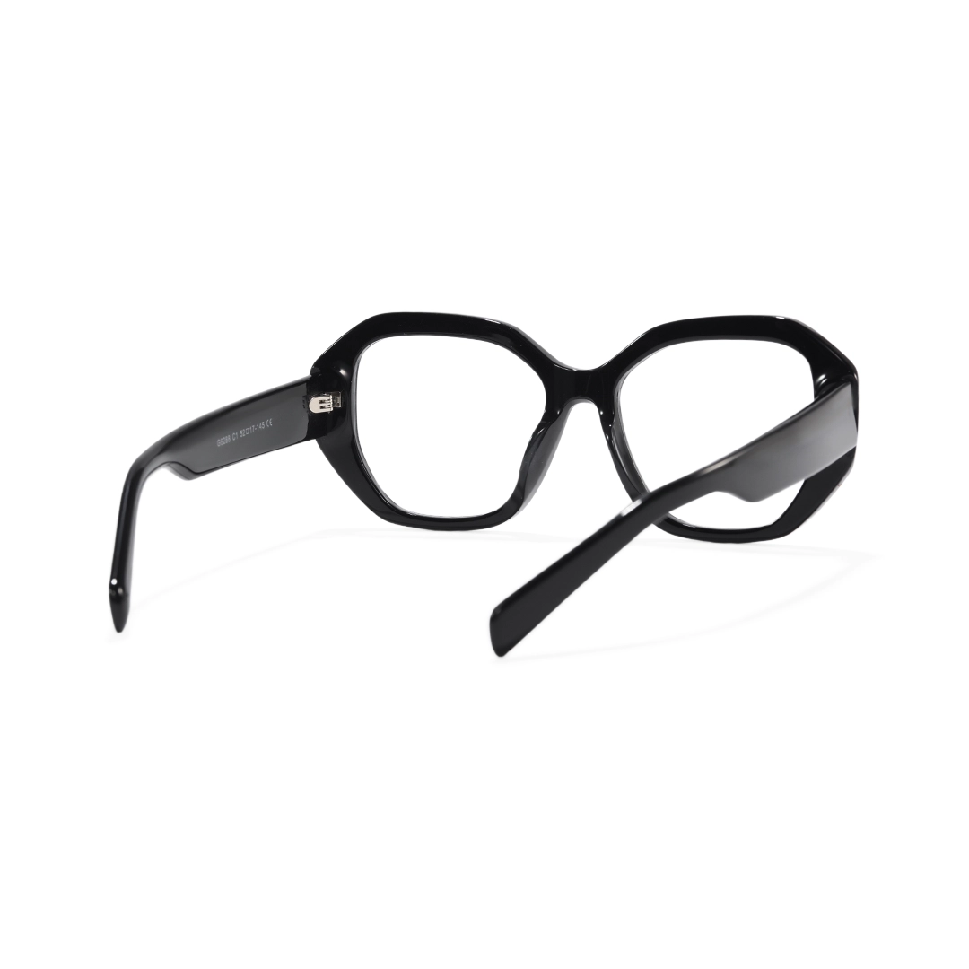 Back view of Bryony gemetric acetate eyeglasses GA0282509 in black