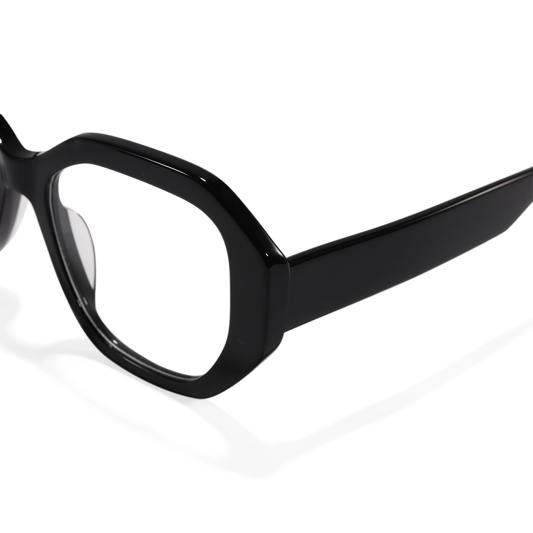 End piece detail of Bryony gemetric acetate eyeglasses GA0282509 in black