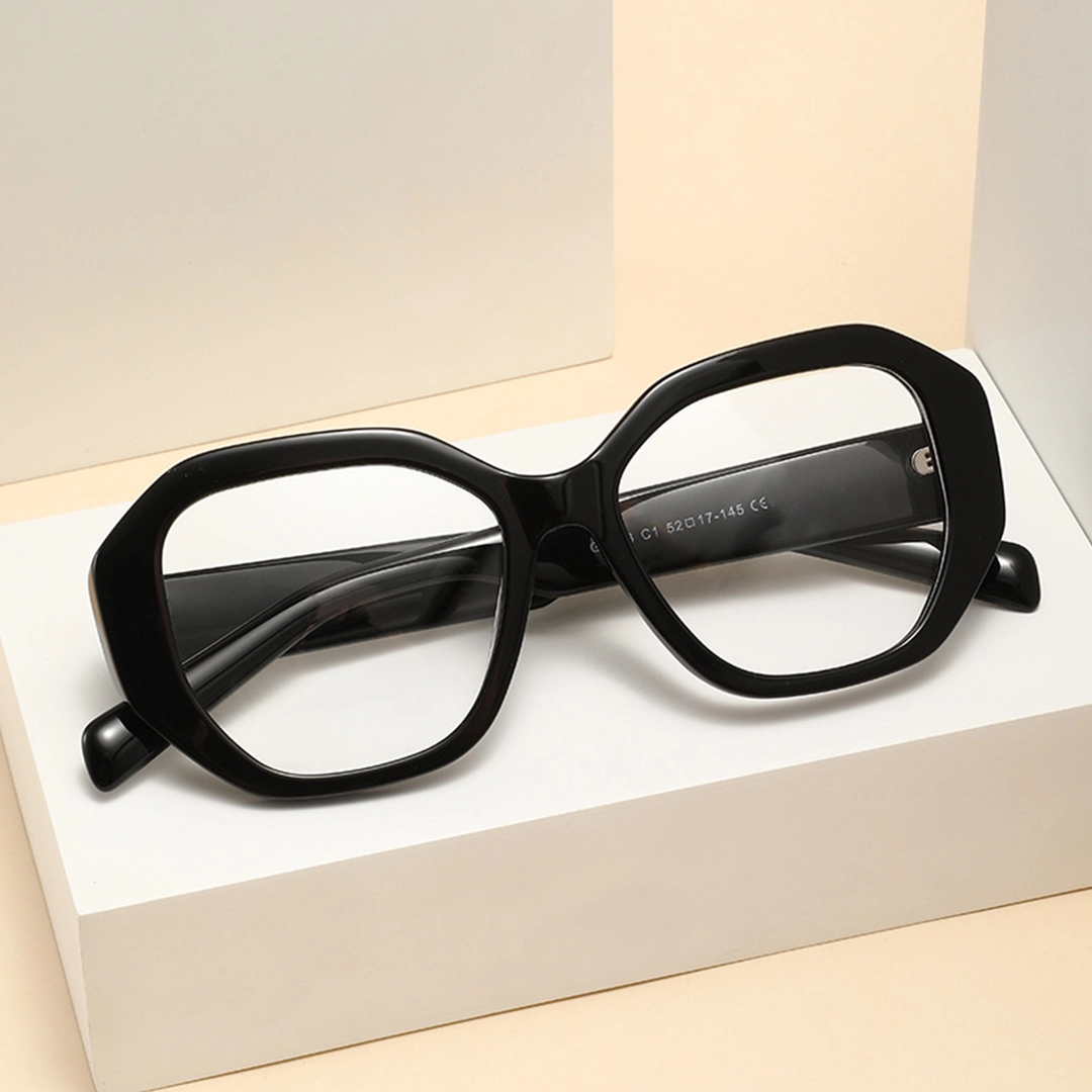 Scene view of Bryony gemetric acetate eyeglasses GA0282509 in black
