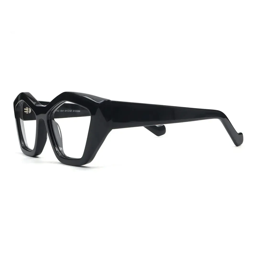 Angle view of King geometric acetate eyeglasses GA0302411 in black