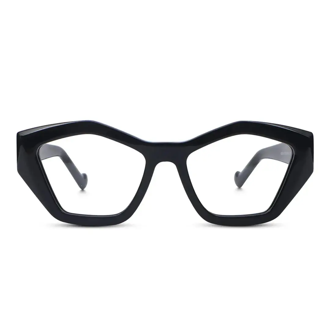 Front view of King geometric acetate eyeglasses GA0302411 in black