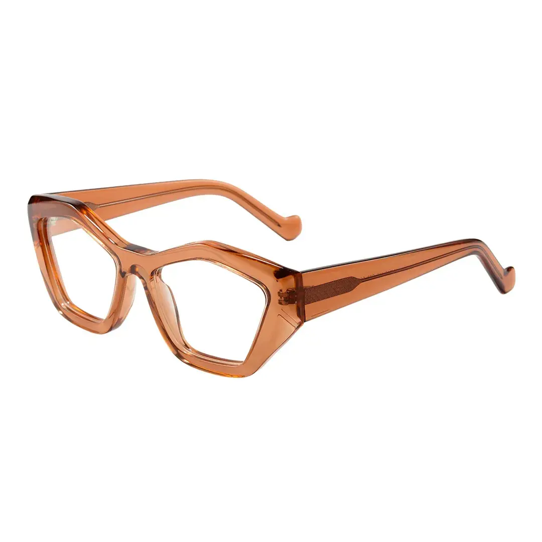 Angle view of King geometric acetate eyeglasses GA0302411 in brown