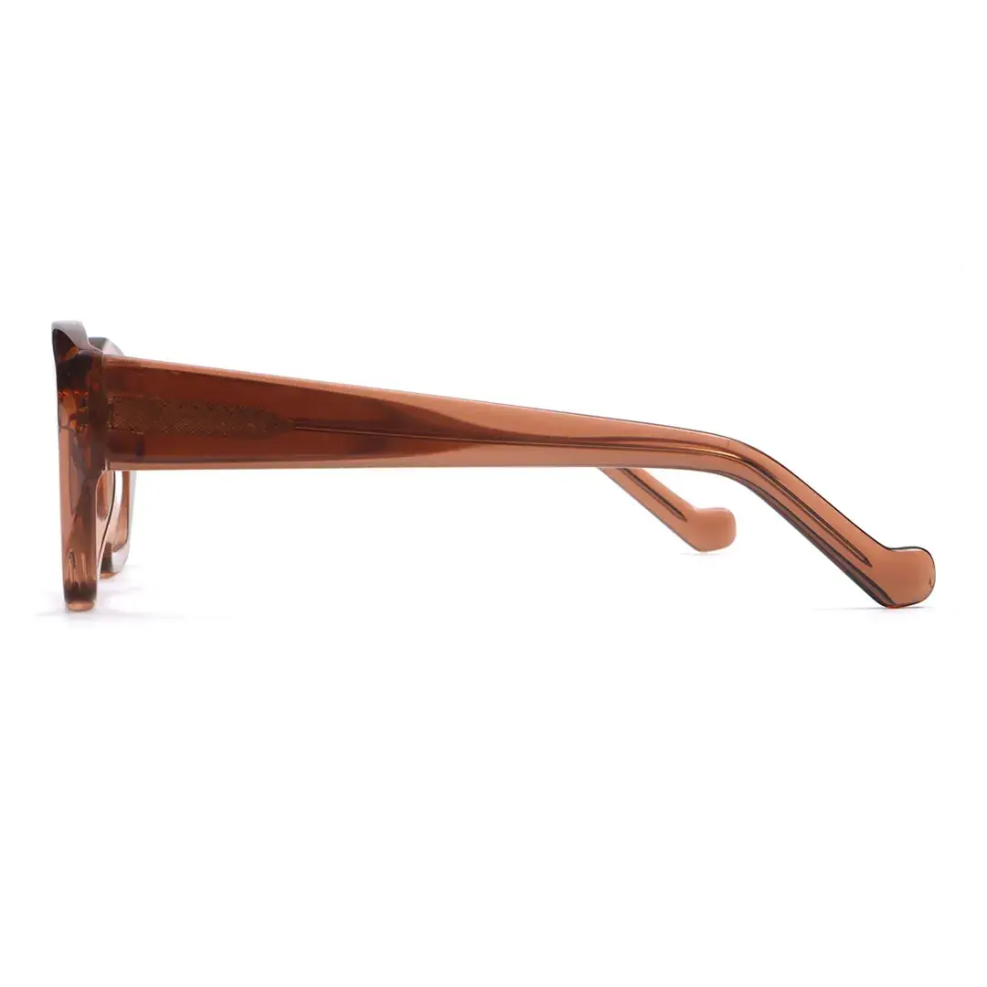 Side view of King geometric acetate eyeglasses GA0302411 in brown
