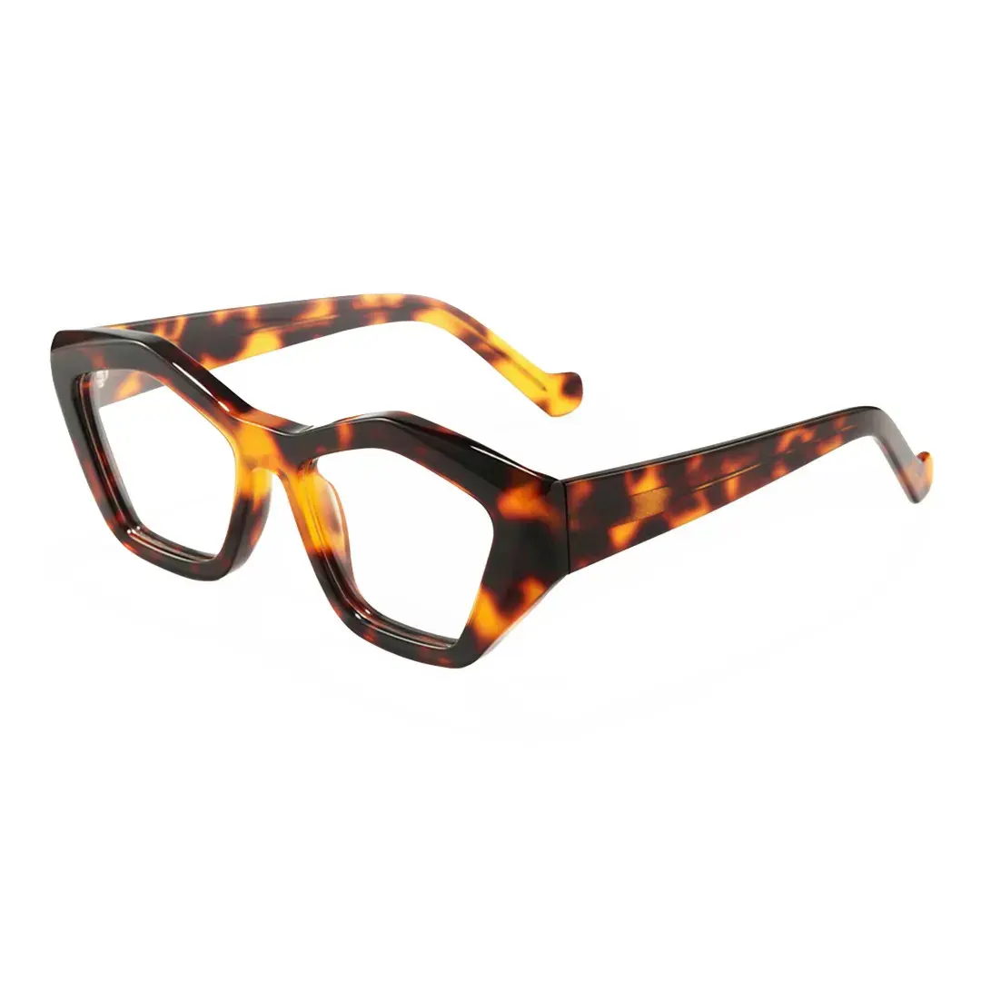 Angle view of King geometric acetate eyeglasses GA0302411 in tortoise