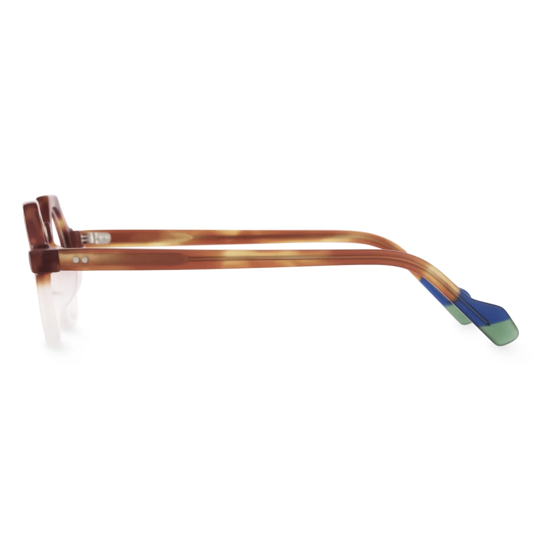 Side view of Byeo vintage geometric acetate eyeglasses in brown. SPU: GA0382302