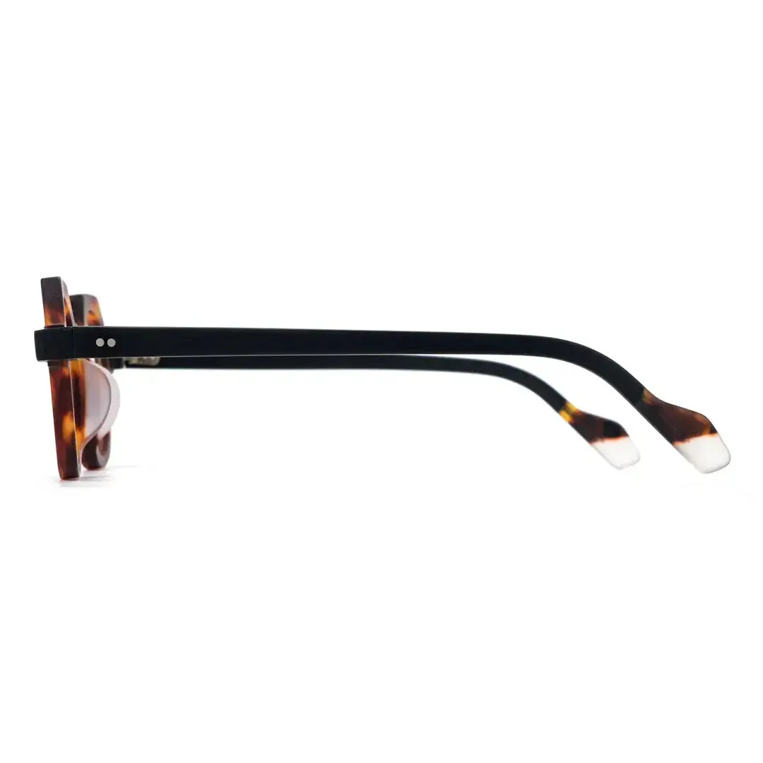 Side view of Byeo vintage geometric acetate eyeglasses in tortoise. SPU: GA0382302
