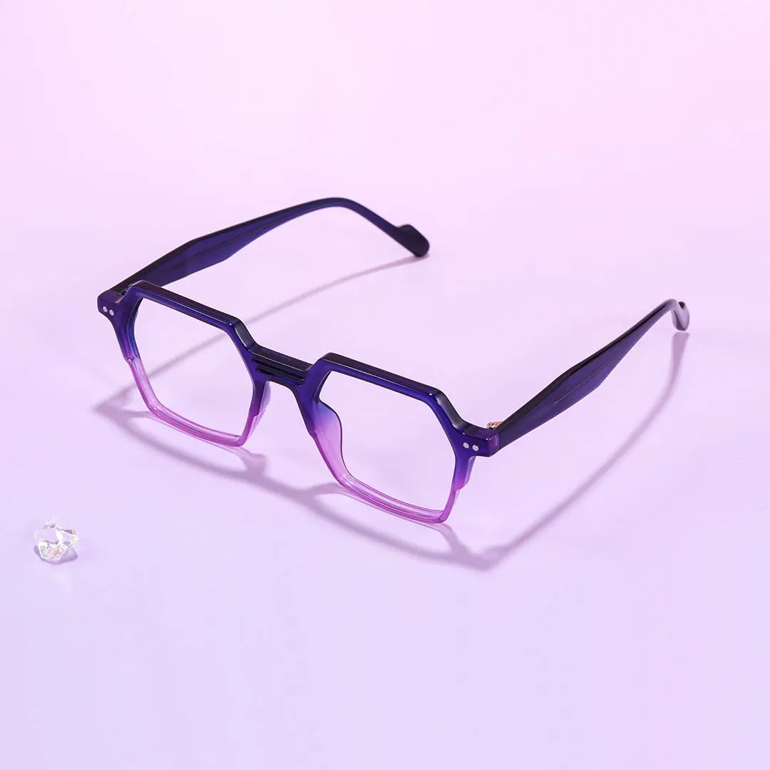 Scene view of Gaea geometric acetate eyeglasses GA0412503 in purple