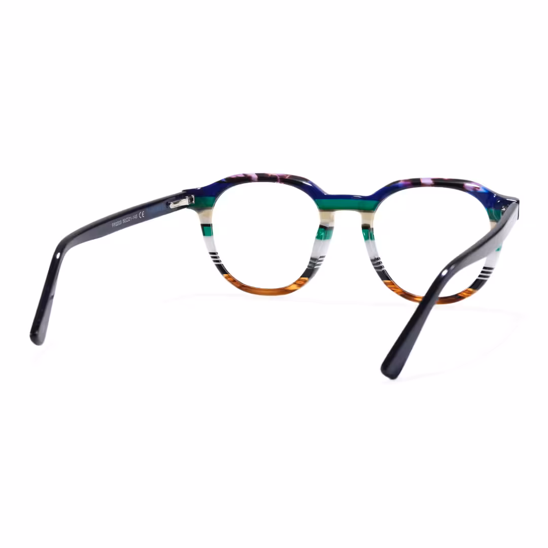 Back view of Kismet colorful geometric acetate eyeglasses GA0412605 in multicolor