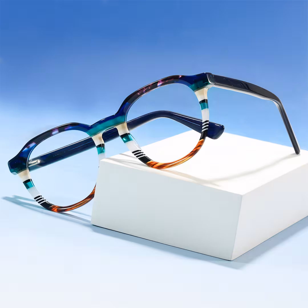 Scene view of Kismet colorful geometric acetate eyeglasses GA0412605 in multicolor