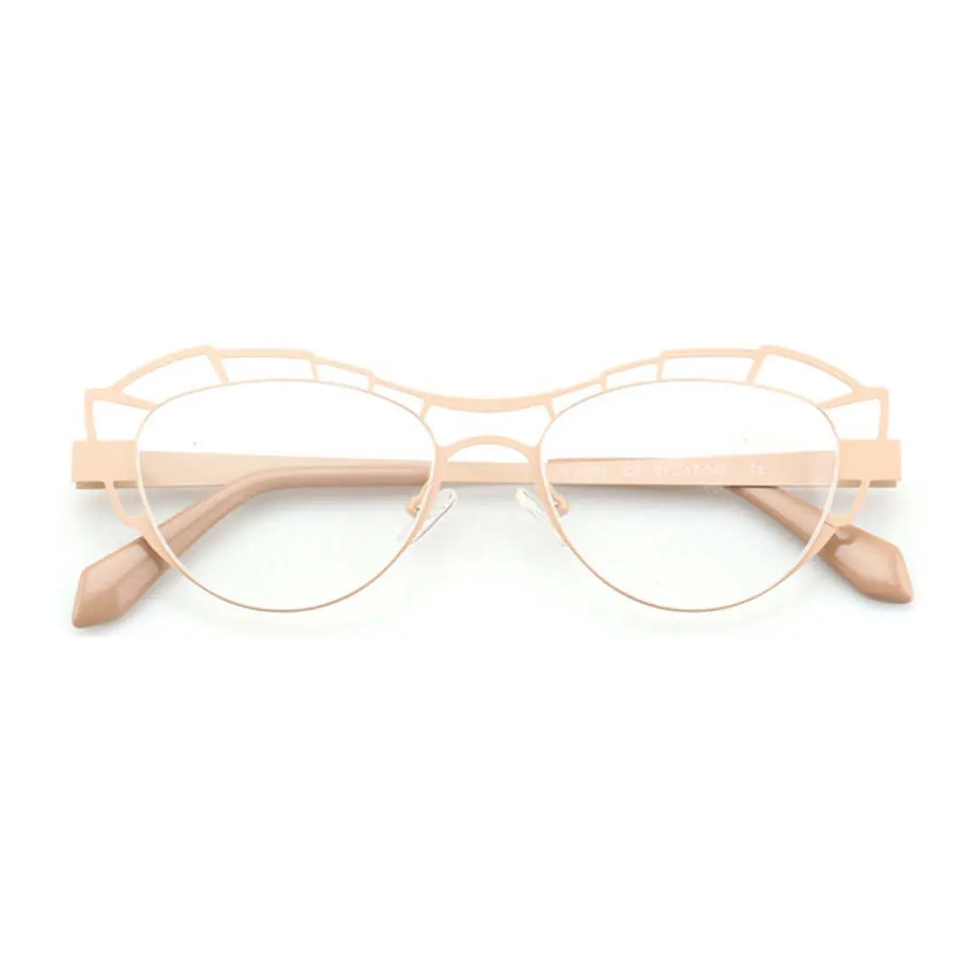 Front folded view of Caltha geometric metal eyeglasses GM0062212 in beige