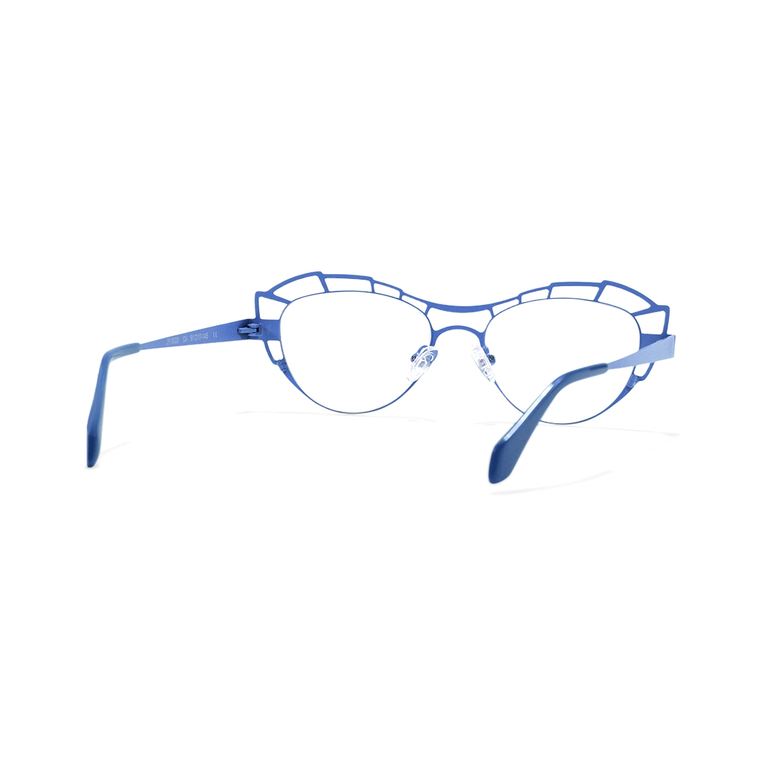 Back view of Caltha geometric metal eyeglasses GM0062212 in blue