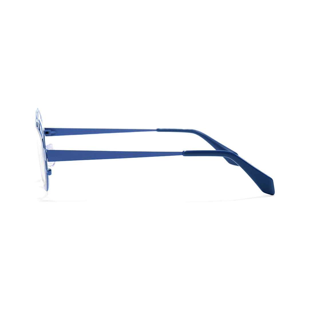 Side view of Caltha geometric metal eyeglasses GM0062212 in blue