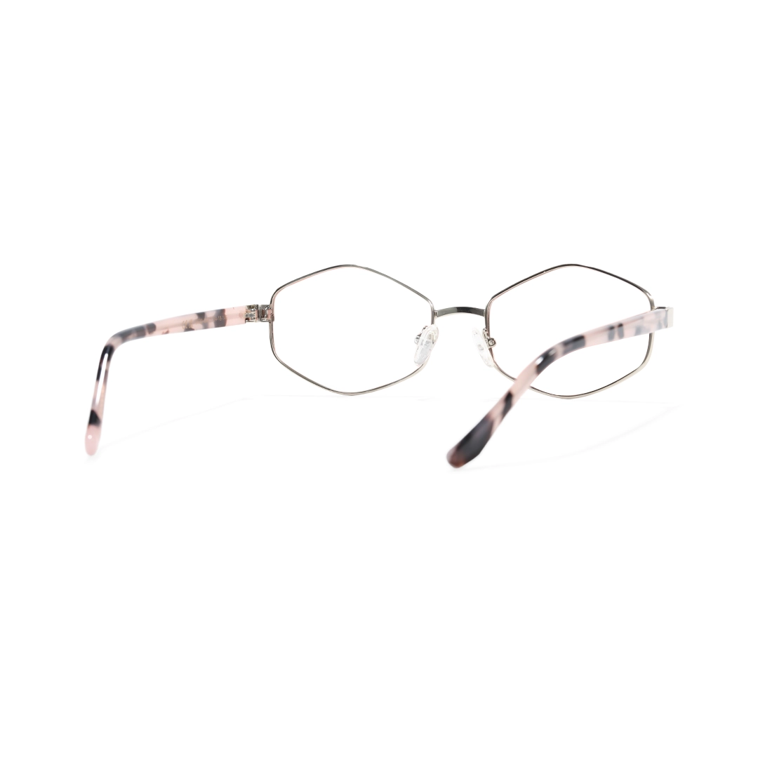 Back view of Meadow fashion geometric metal eyeglasses GM0062601 in clear