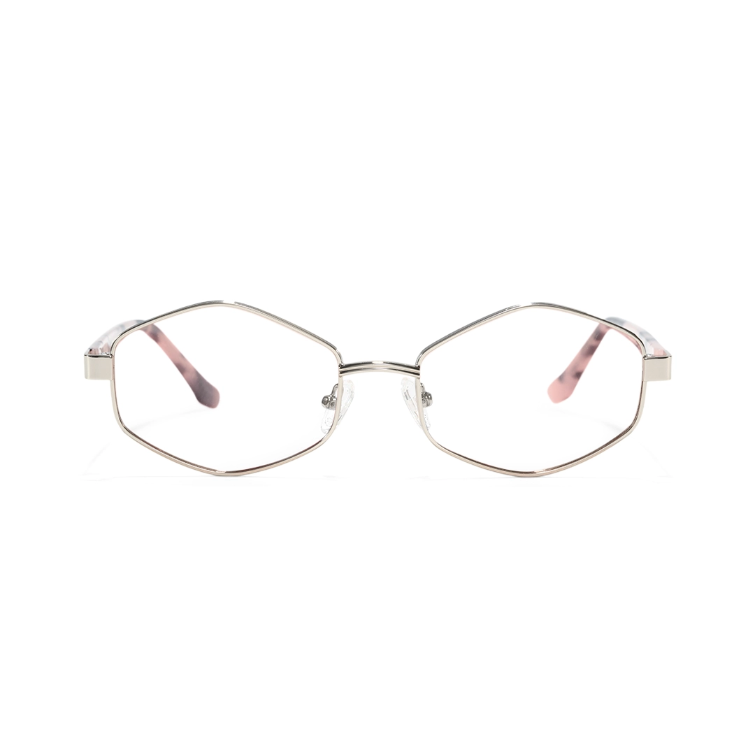 Front view of Meadow fashion geometric metal eyeglasses GM0062601 in clear