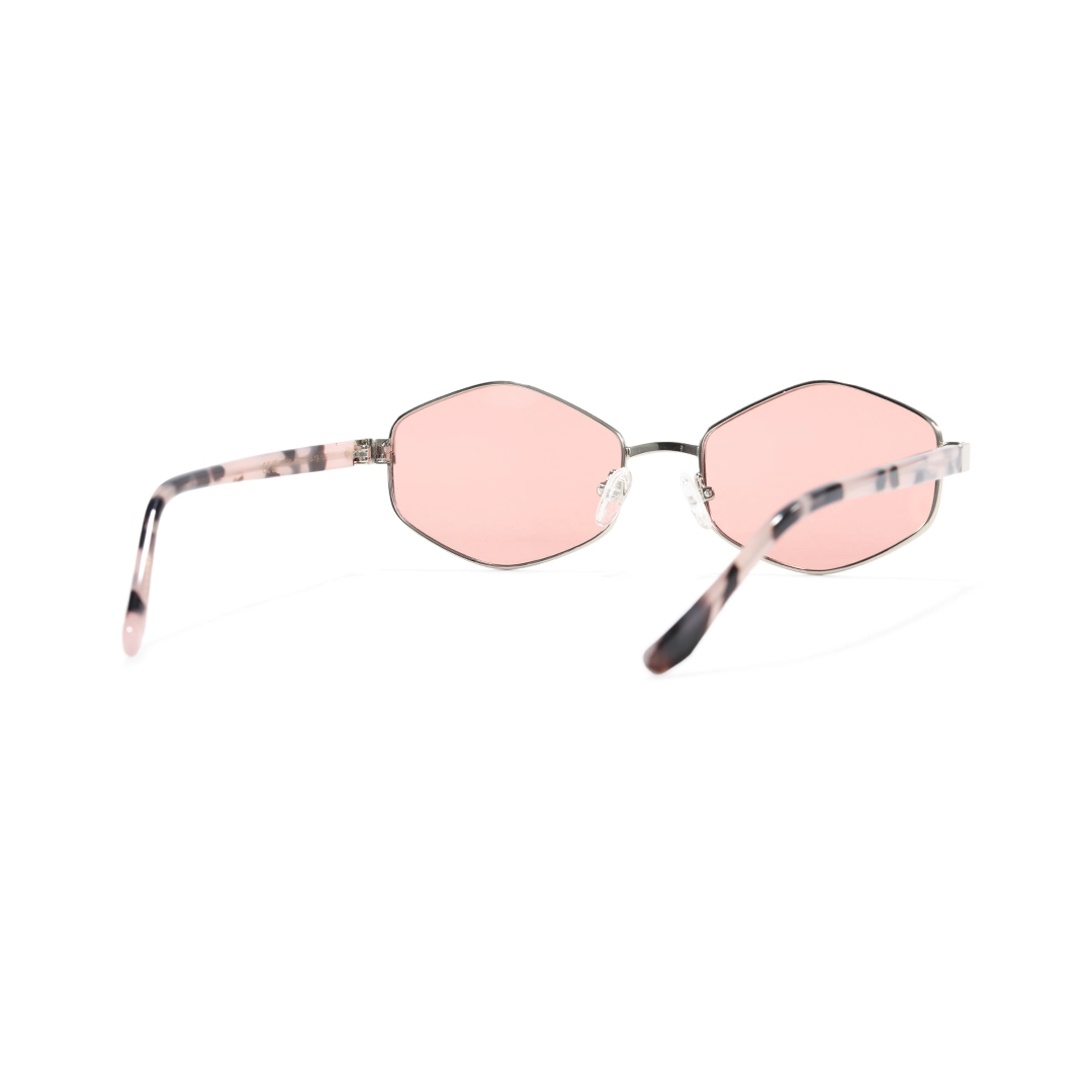 Back view of Meadow fashion geometric metal sunglasses GM0062601 in pink