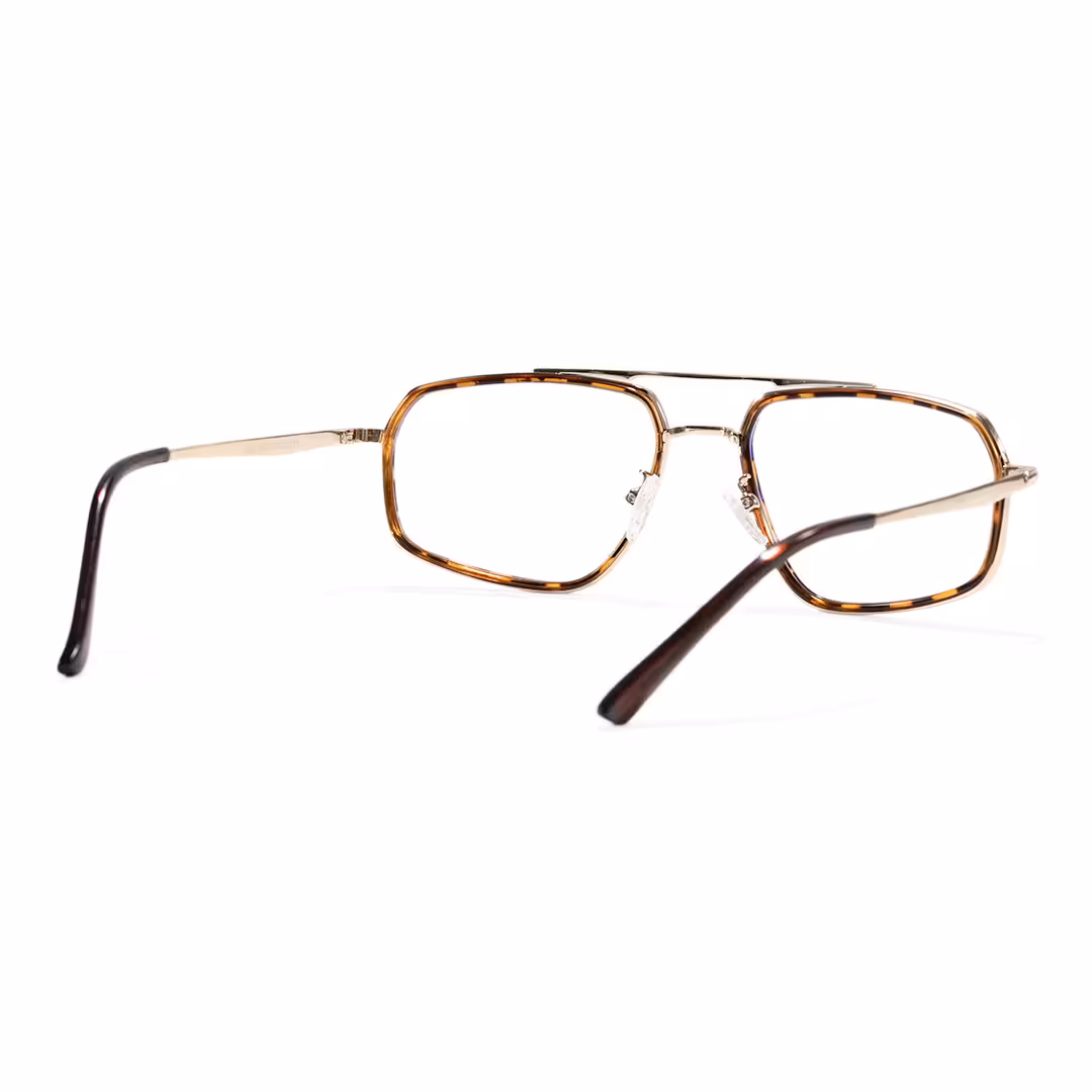Back view of Dusklo vintage geometric metal eyeglasses GM0072605 in tortoise