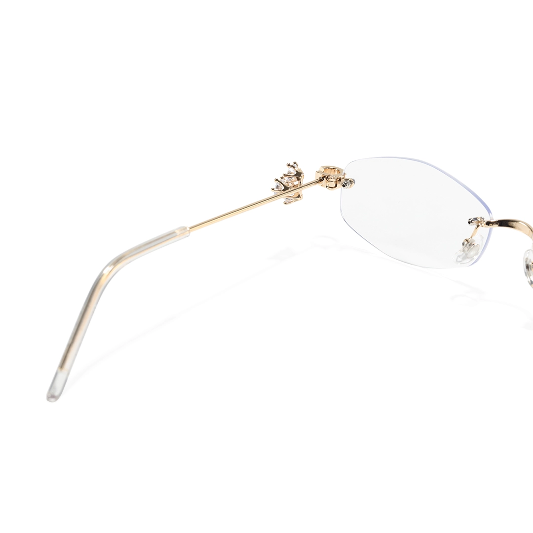 Hinge detail of Spotlight y2k geometric metal eyeglasses GM0102510 in gold