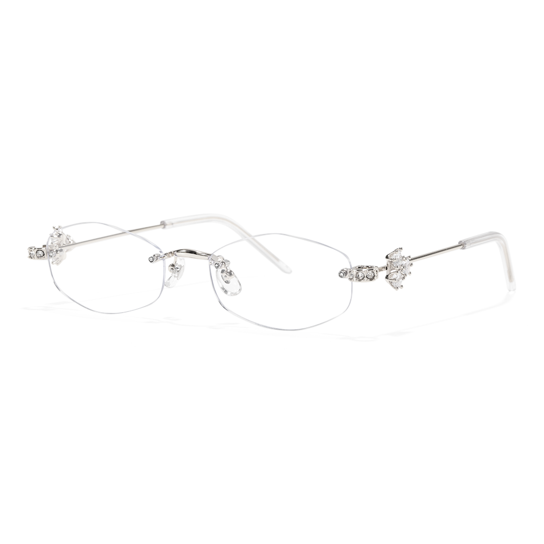 Angle view of Spotlight y2k geometric metal eyeglasses GM0102510 in silver