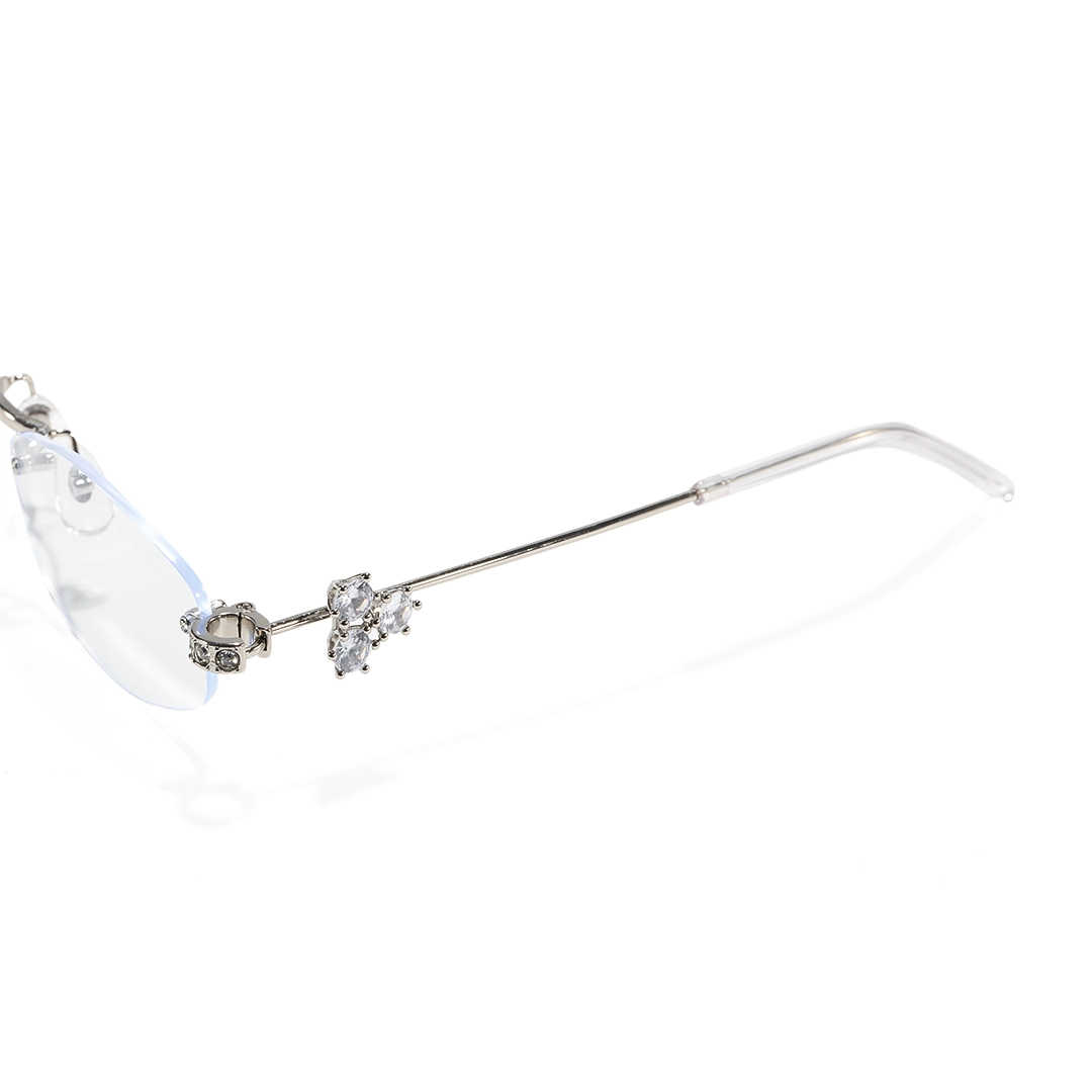End piece detail of Spotlight y2k geometric metal eyeglasses GM0102510 in silver