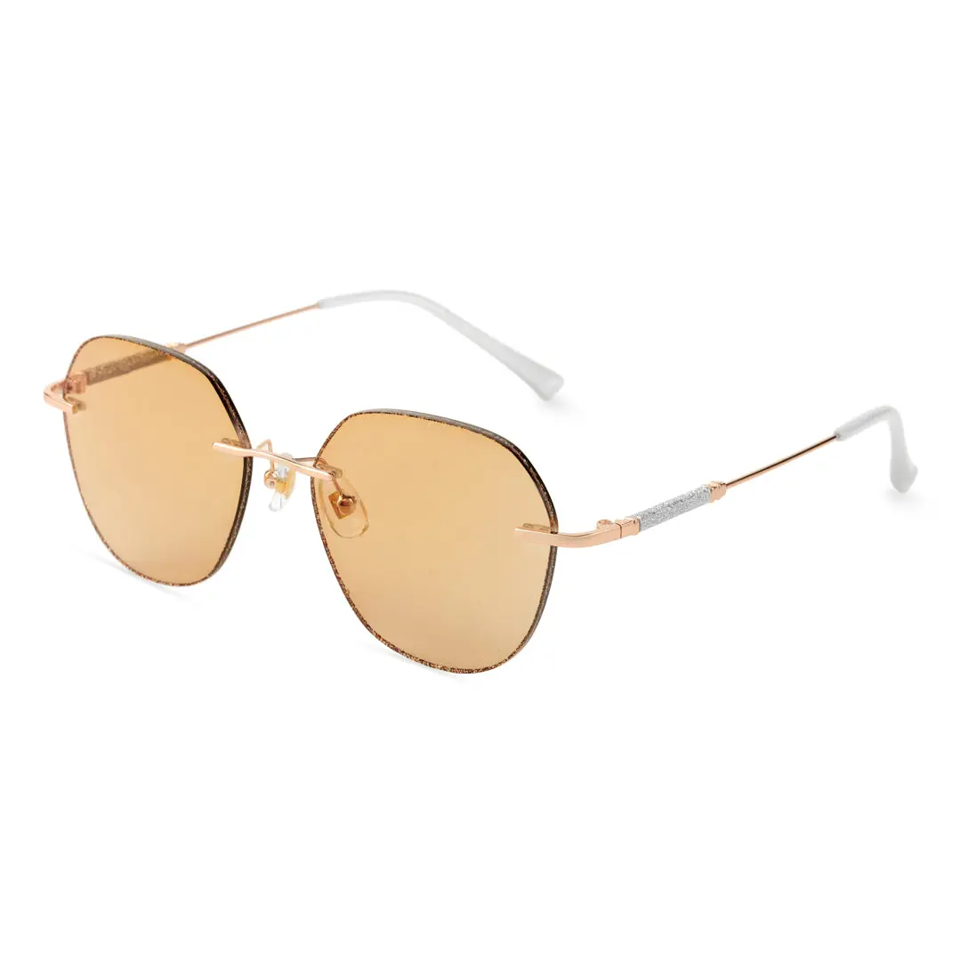 Angle view of Bagle geometric metal sunglasses GM0132410 in brown