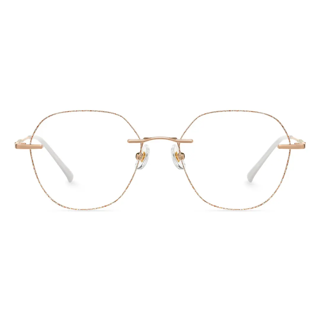Front view of Bagle geometric metal eyeglasses GM0132410 in gold