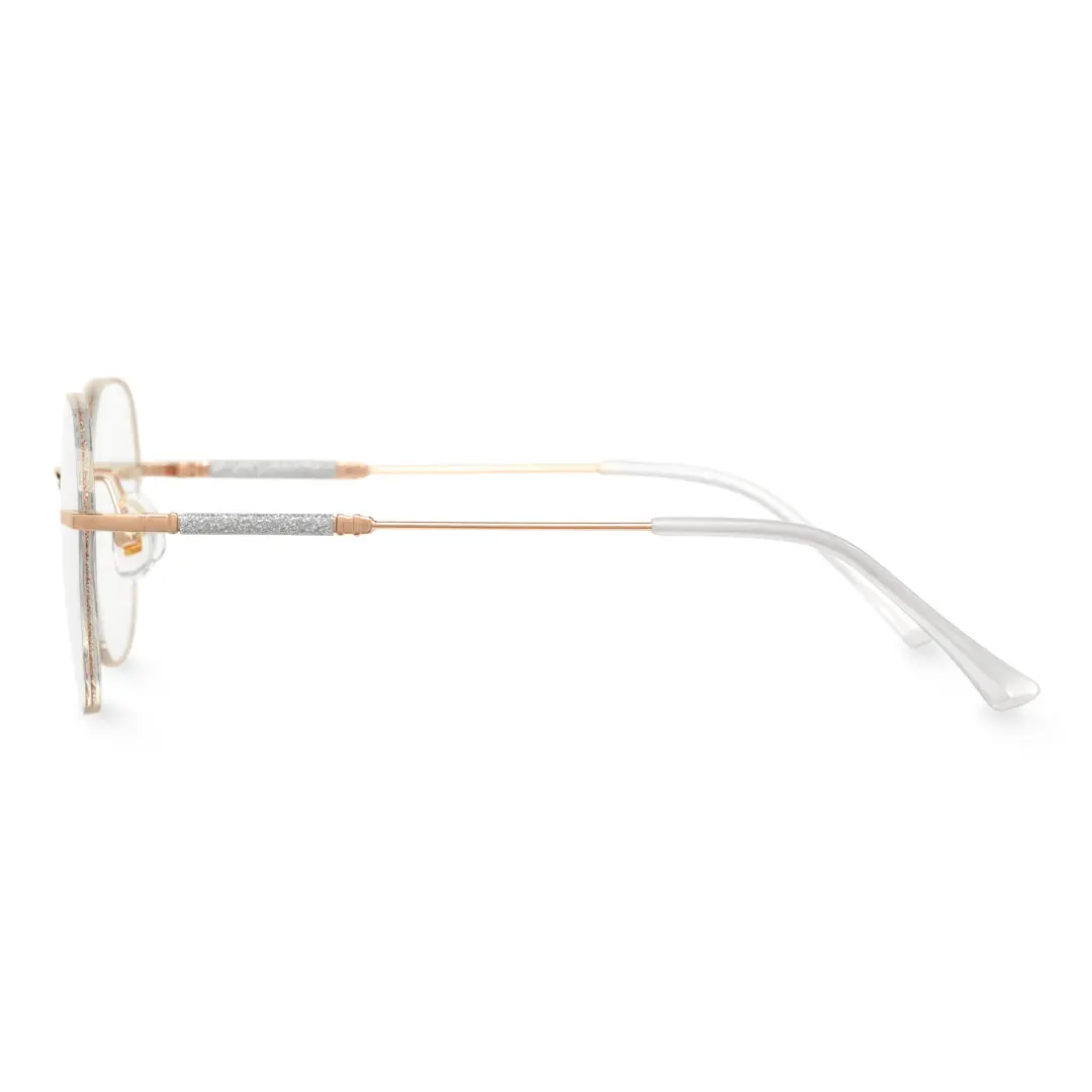 Side view of Bagle geometric metal eyeglasses GM0132410 in gold