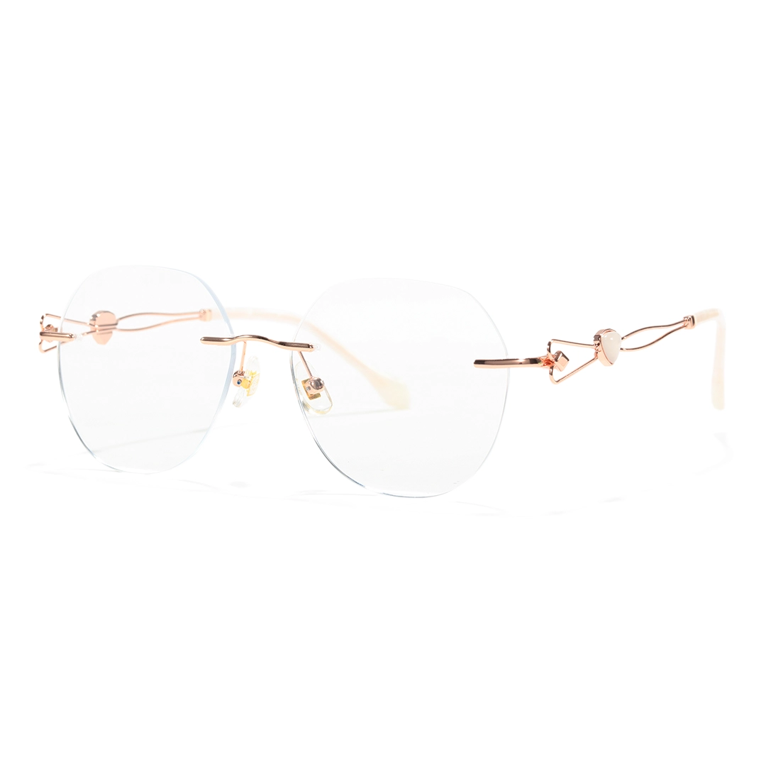 Angle view of Sela geometric metal eyeglasses GM0132604 in gold