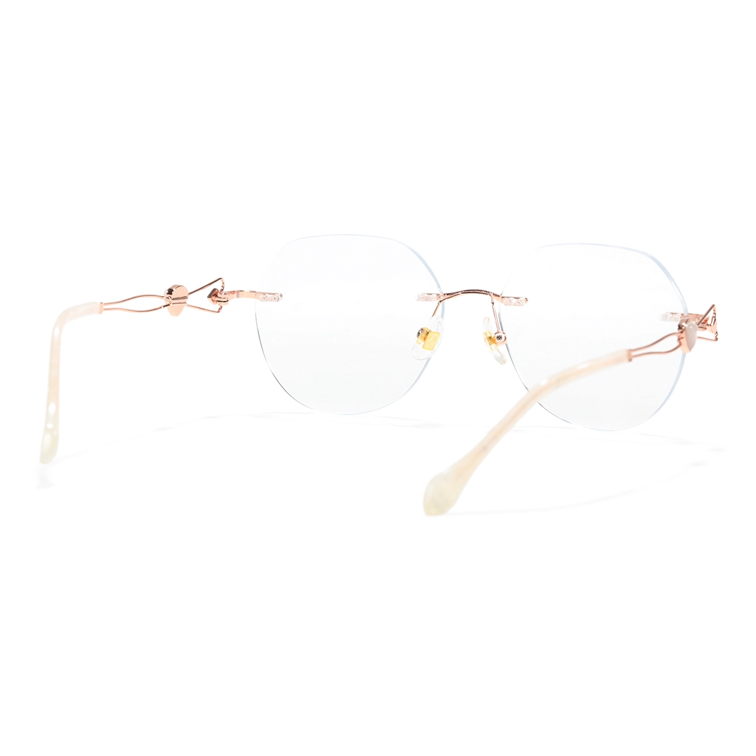 Back view of Sela geometric metal eyeglasses GM0132604 in gold