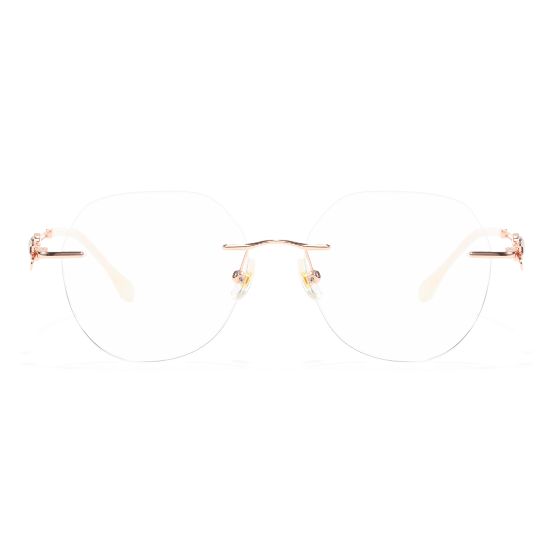 Front view of Sela geometric metal eyeglasses GM0132604 in gold
