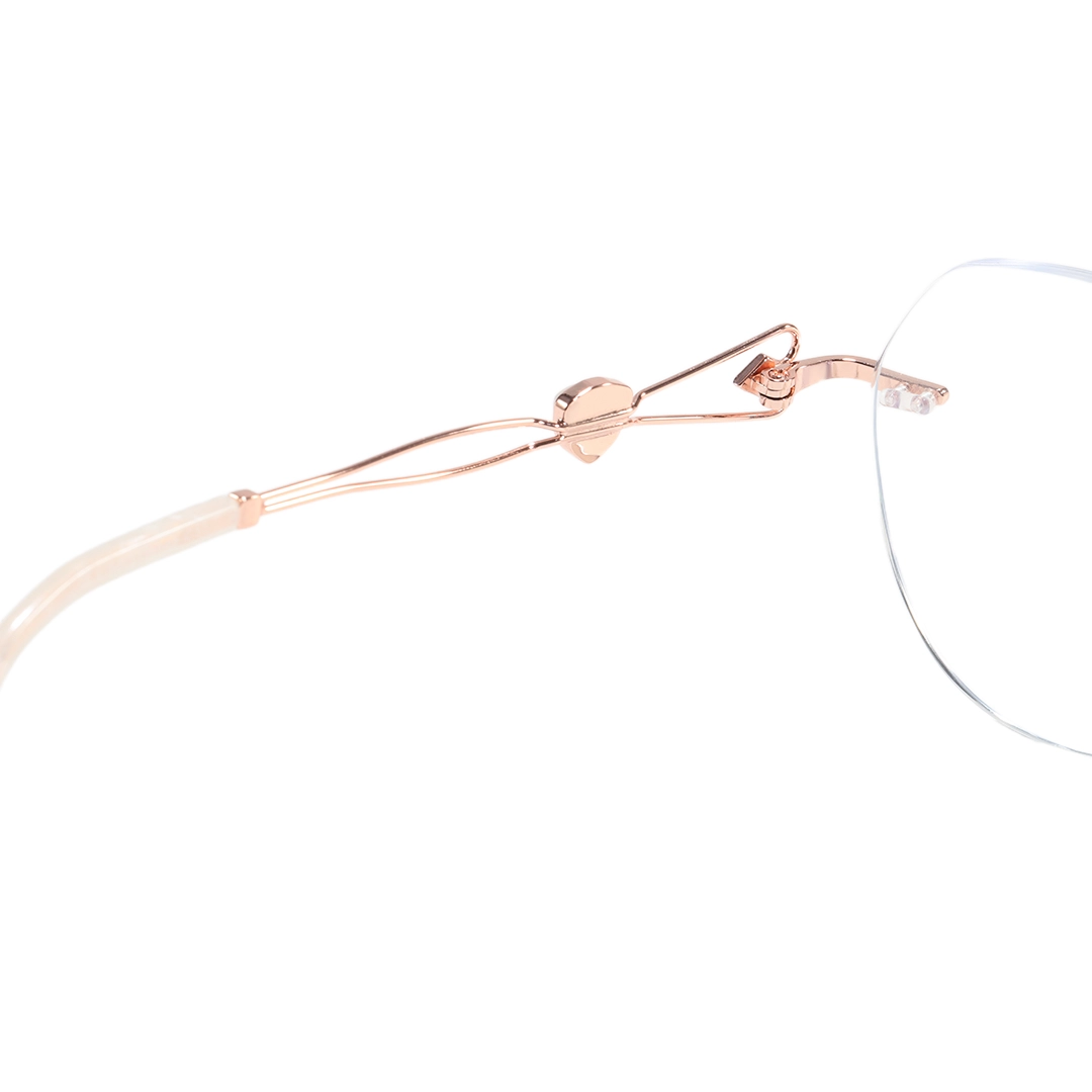 Hinge detail of Sela geometric metal eyeglasses GM0132604 in gold