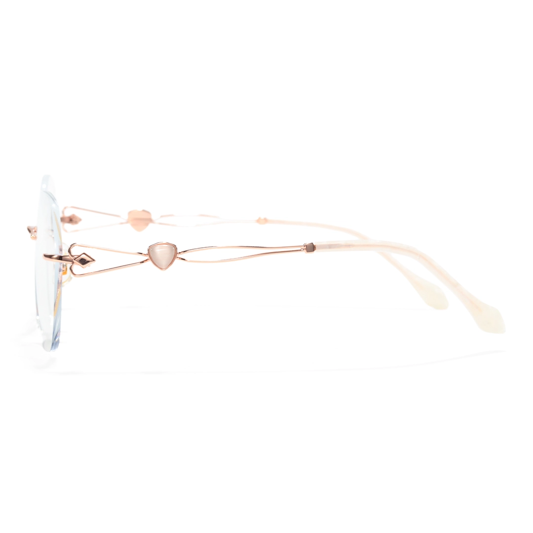 Side view of Sela geometric metal eyeglasses GM0132604 in gold