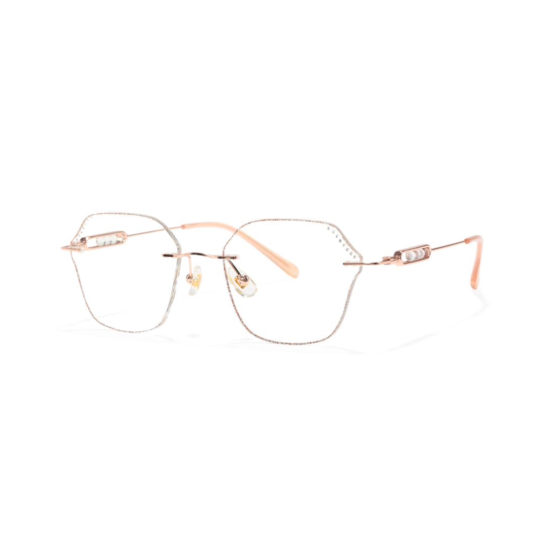 Angle view of Blush geometric metal eyeglasses GM0152511 in clear