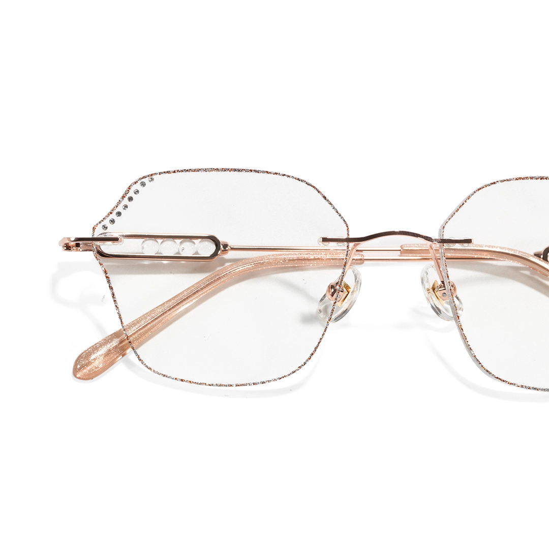 Frame detail view of Blush geometric metal eyeglasses GM0152511 in clear